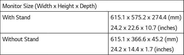 LG 27GL850 Dimensions