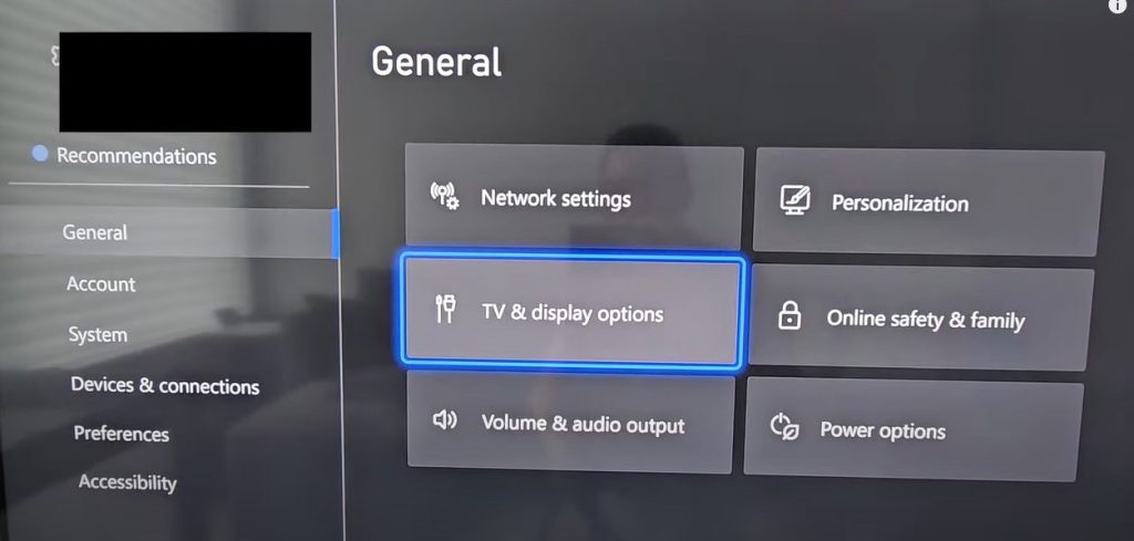 XBox Settings Menu